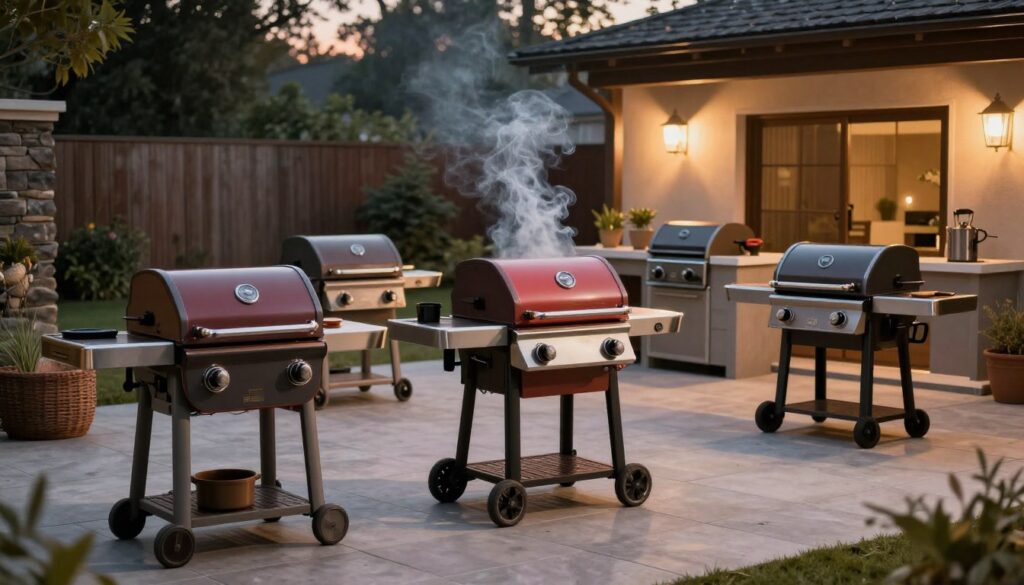 best pellet grills 2026 tested on backyard patio at dusk with smoke rising