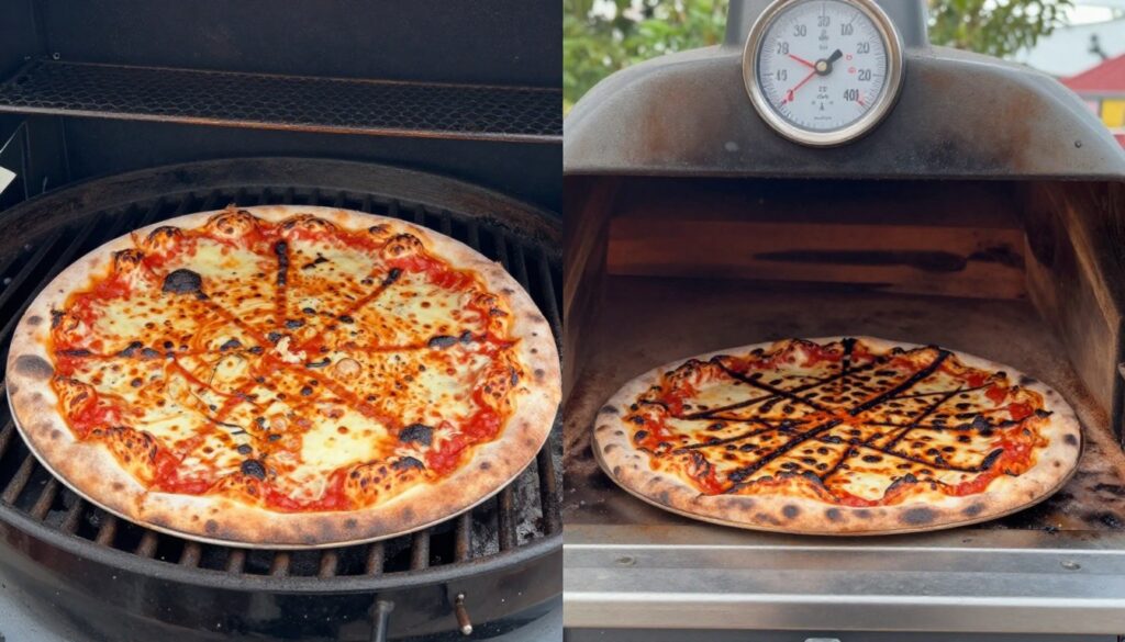 comparison between pellet grill pizza and pizza oven pizza